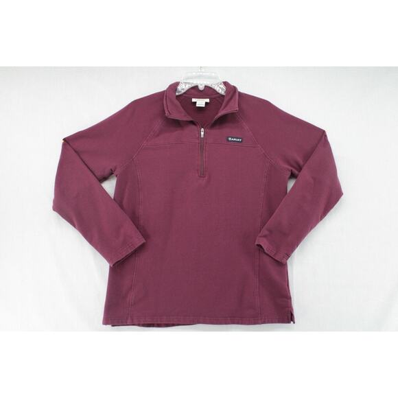 Ariat Quarter Zip Sweatshirt Women’s Large Maroon Pullover Preppy Modern - Picture 1 of 9